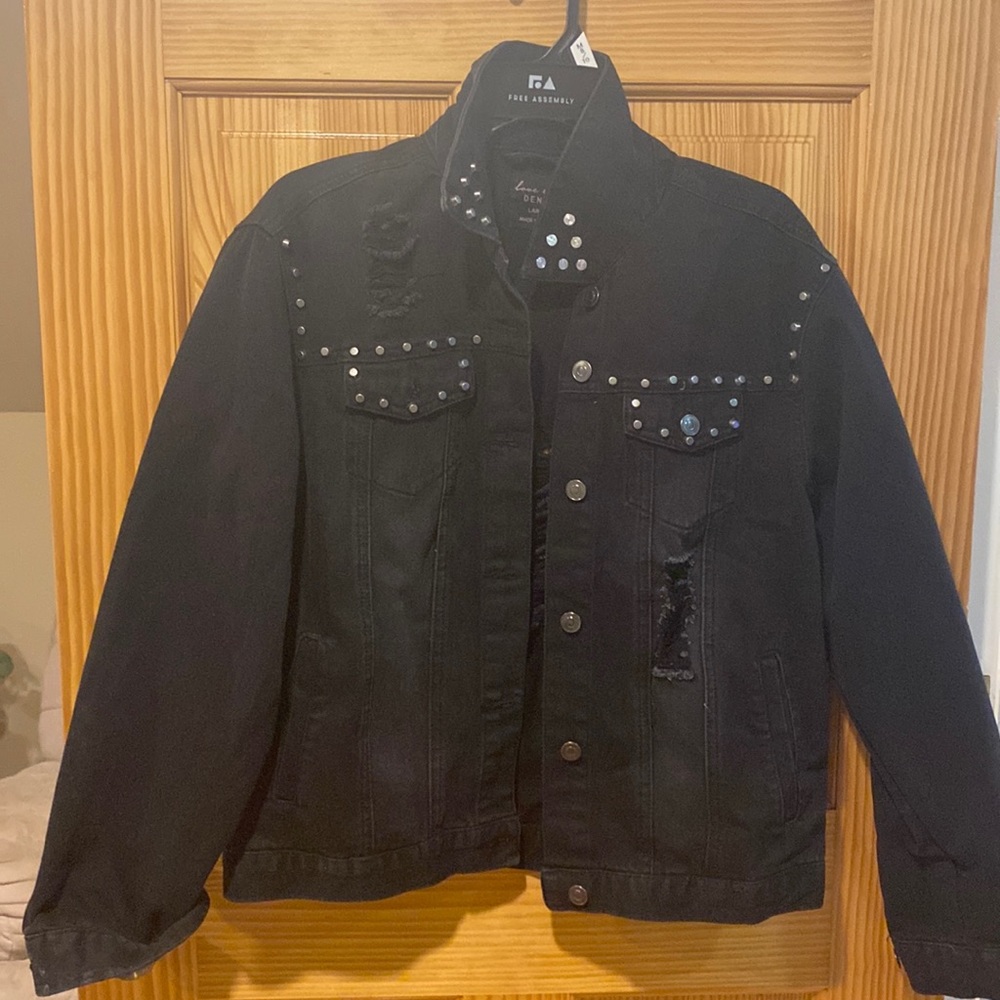 Black jean jacket with studs  never worn